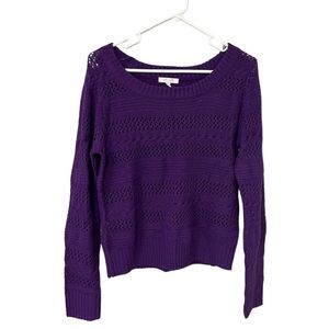 dELiA*s Purple Open Knit Pull Over Sweater Size Large Acrylic